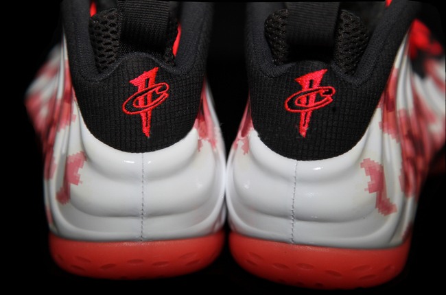 Nouveau Nike Air Foamposite One Chaussures Hommes Blanc Rouge (3)